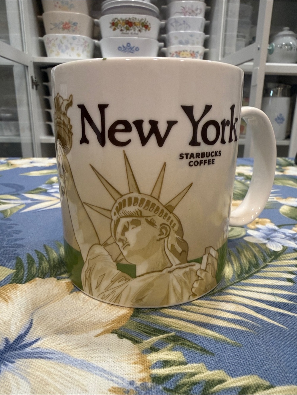 Starbucks New York Statue of Liberty Ceramic Mug - White, Gold, Green